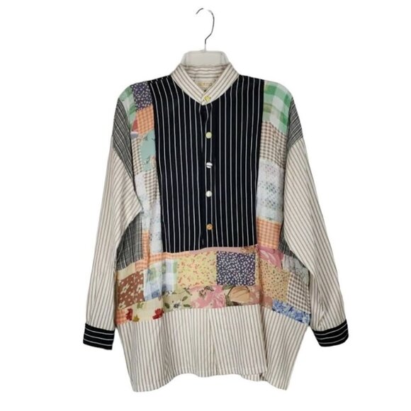 Hartly of Westwood Patchwork Popover Top Funky Art Lagenlook Size Medium - Picture 1 of 7